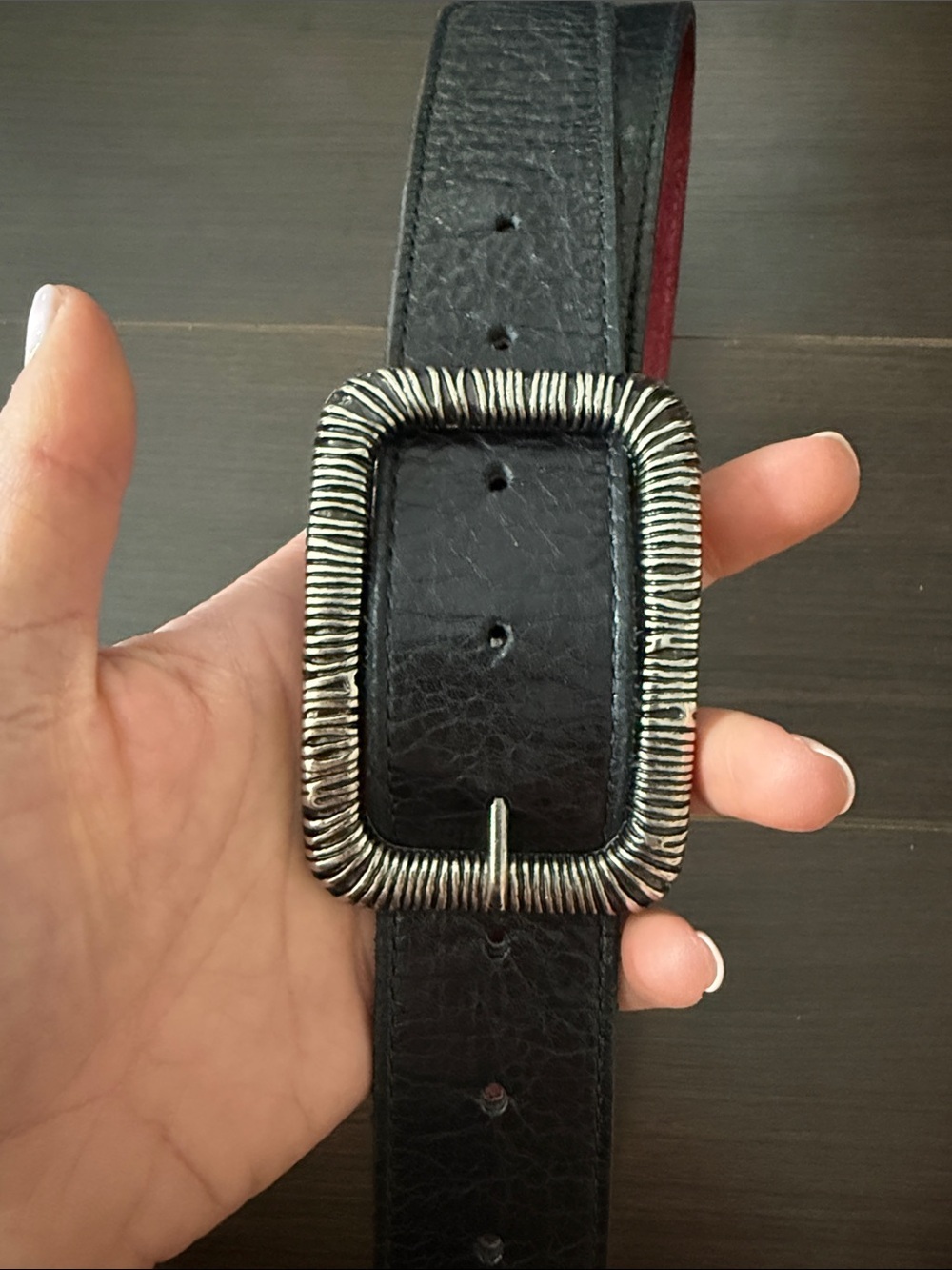 Old Gringo Black Belt with Red Interior and Silver Buckle